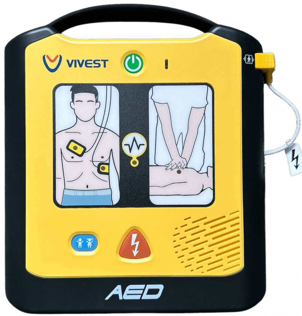 De voorkant van de ViVest A1 AED met Kindermodus